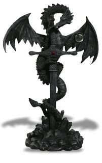 Dragon noir épée socle