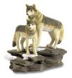 Statuette 2 loups sur rocher
